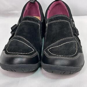 Drexlite Alison Women’s Black Suede Upper Slip On Comfort Casual Shoes Size 10